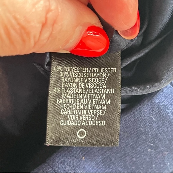 NWOT Tahari Ruffle Collar Neck Sleeveless Knee Length Dress Blue Cocktail Party - Picture 12 of 12